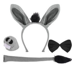 3217 4 Pieces Donkey Costume Set, Gray Donkey Costume Accessory
